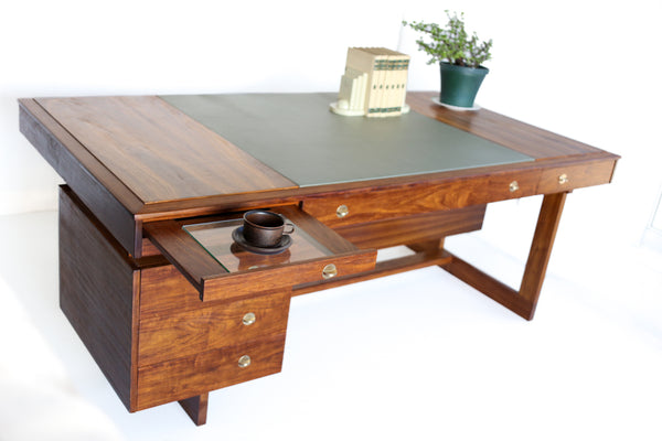 Scandinavian Modern Style Kiaat Executive Desk