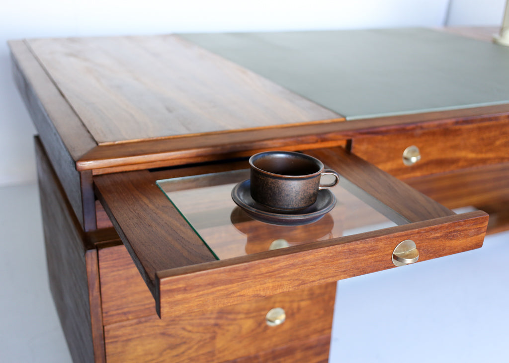 Scandinavian Modern Style Kiaat Executive Desk