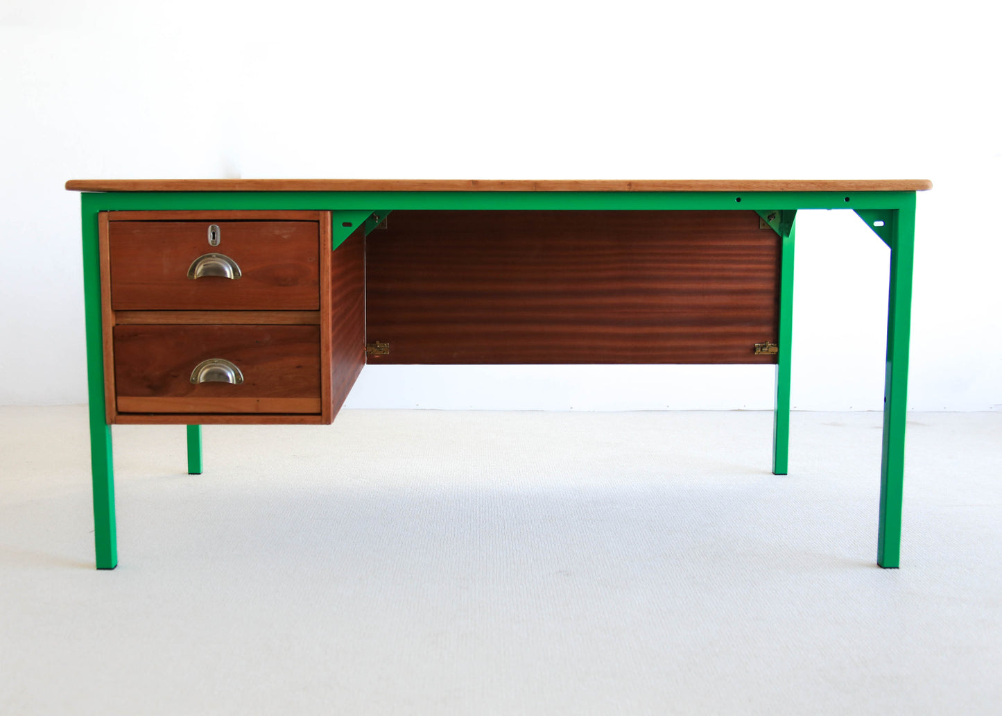 Green Steel Frame Vintage Office Desk