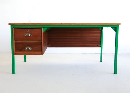 Green Steel Frame Vintage Office Desk