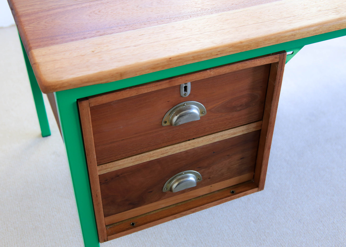Green Steel Frame Vintage Office Desk
