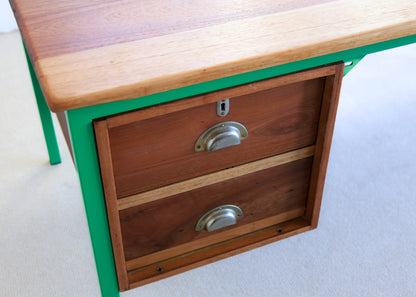 Green Steel Frame Vintage Office Desk