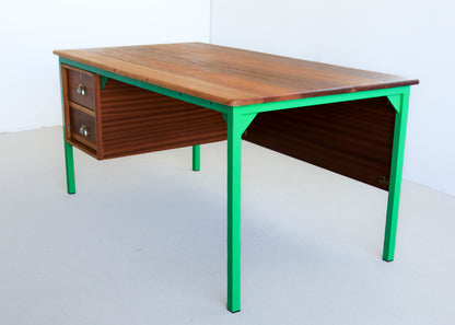 Green Steel Frame Vintage Office Desk