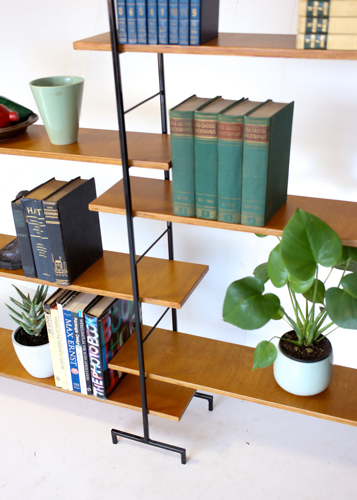 Vintage Style Steel and Birch Ply Ladder Shelves