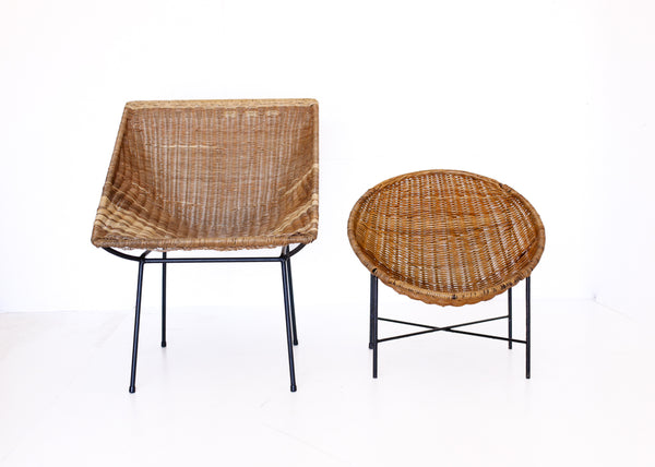 Mid-century Steel and Cane Chair