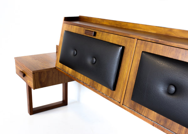 Queen Size Headboard with Pedestals and Storage