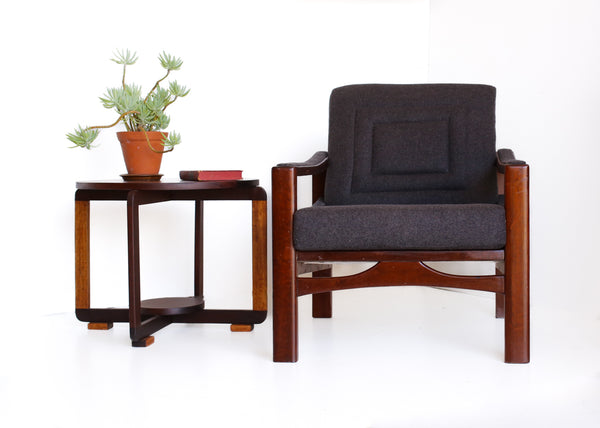 Charcoal 70's Chair with an Imbuia Frame