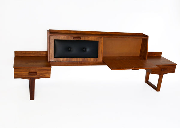 Queen Size Headboard with Pedestals and Storage