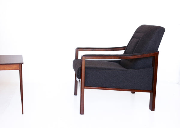 Charcoal 70's Chair with an Imbuia Frame