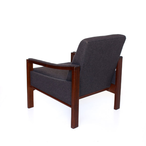 Charcoal 70's Chair with an Imbuia Frame