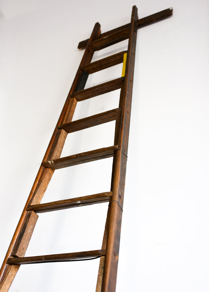 Tall Antique Wooden Ladder