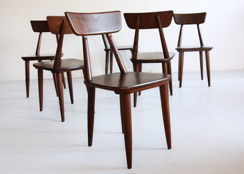 Six Imbuia Dining Chairs by EE Meyer for Binnehuis
