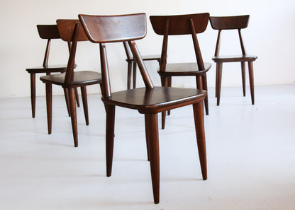 Six Imbuia Dining Chairs by EE Meyer for Binnehuis