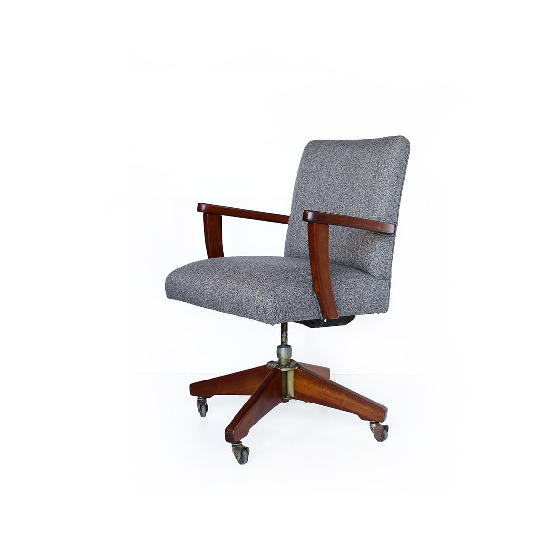 Vintage Office Chair with Wood Arms and Base