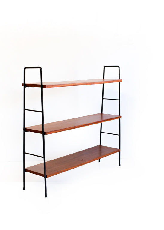 Mid-century Hairpin Steel and Wood Bookshelf