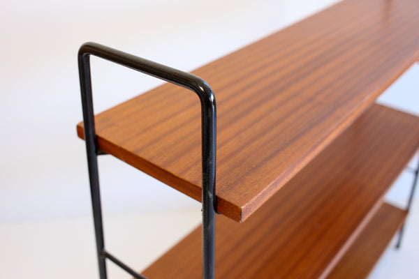 MId-century Hairpin Steel and Wood Bookshelf