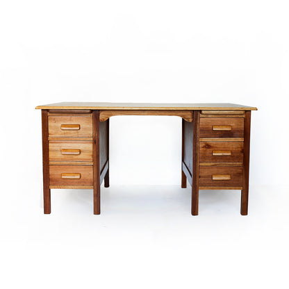 Solid wood Vintage Desk with Six Drawers