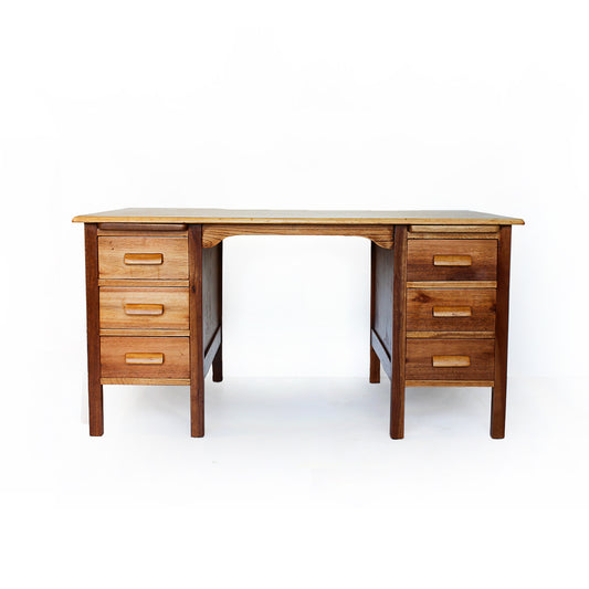 Solid wood Vintage Desk with Six Drawers