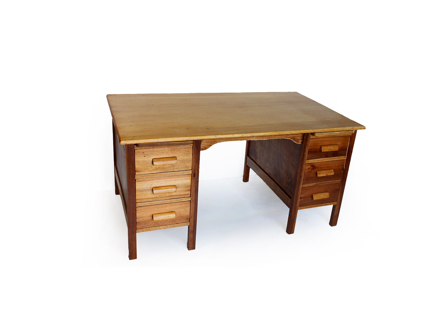 Solid wood Vintage Desk with Six Drawers