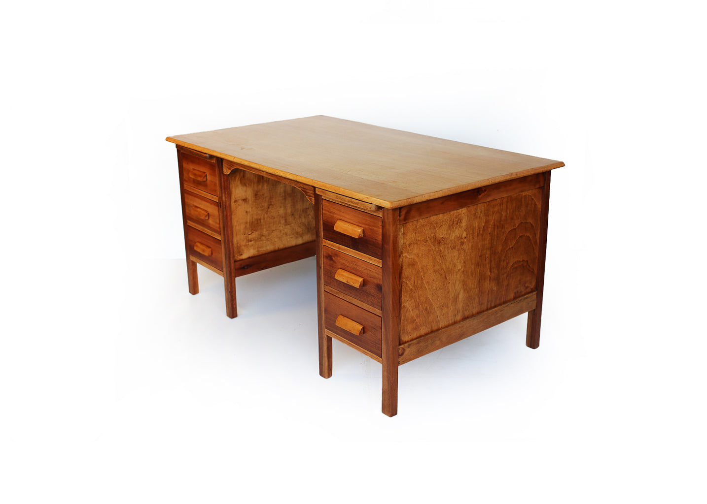 Solid wood Vintage Desk with Six Drawers