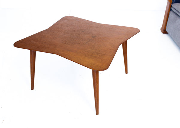 Mid-century Cloverleaf Shape Coffee TableA layered wood top