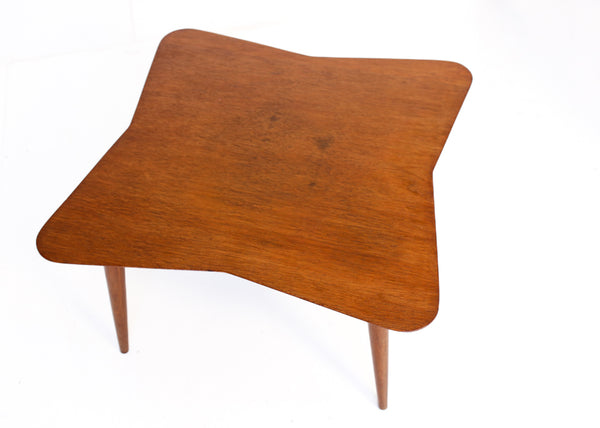 Mid-century Cloverleaf Shape Coffee TableA layered wood top