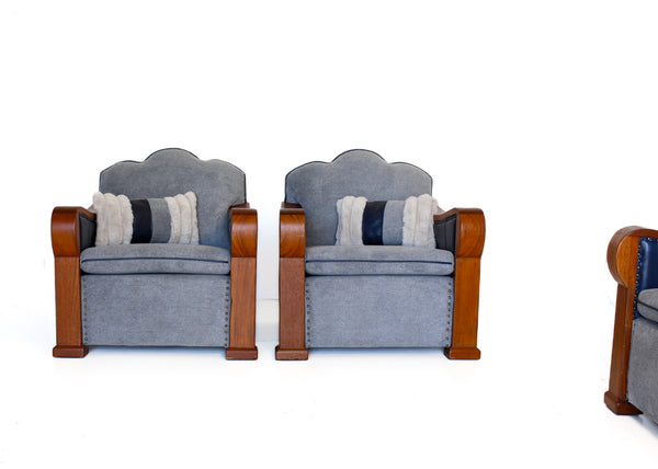 Pair of Gable Back Art Deco Armchairs