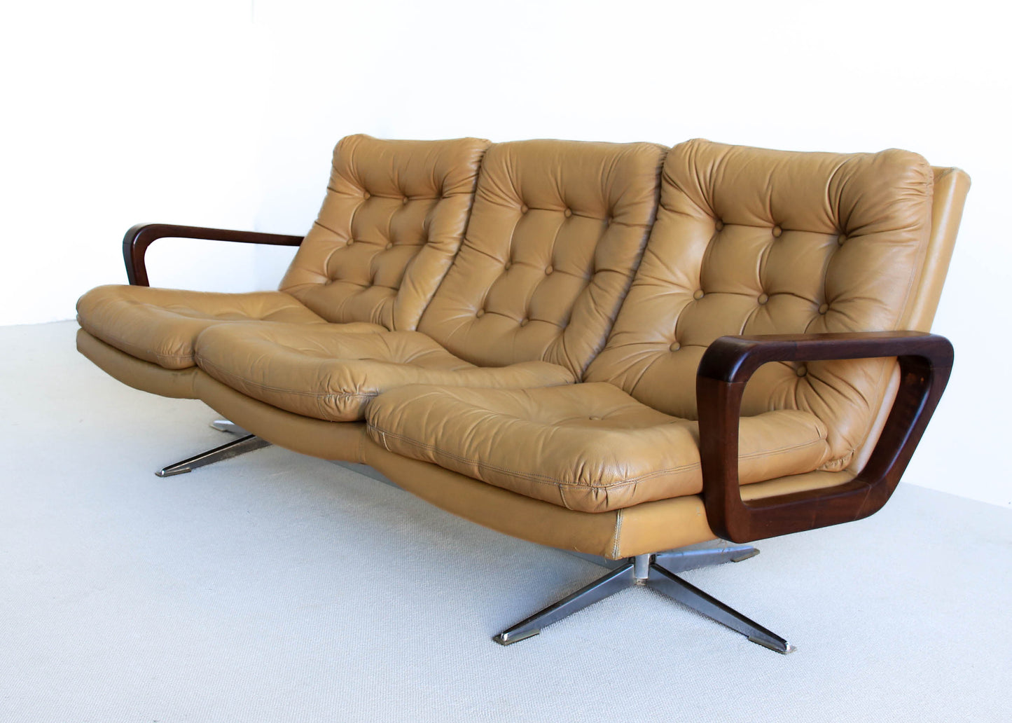 Anglo Dutch Sofa with Footstool in Leather