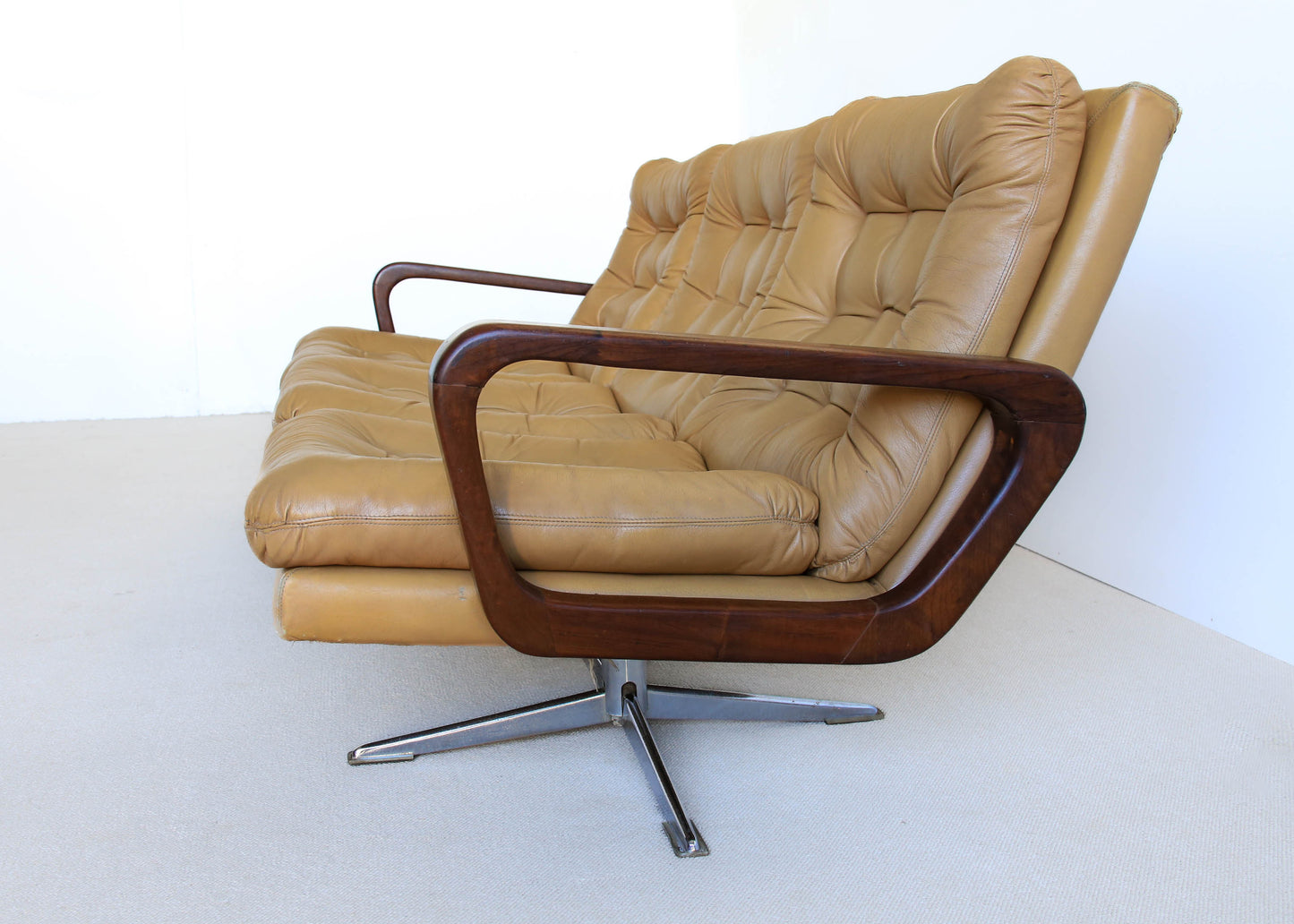 Anglo Dutch Sofa with Footstool in Leather
