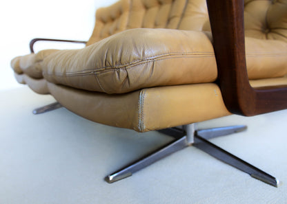 Anglo Dutch Sofa with Footstool in Leather