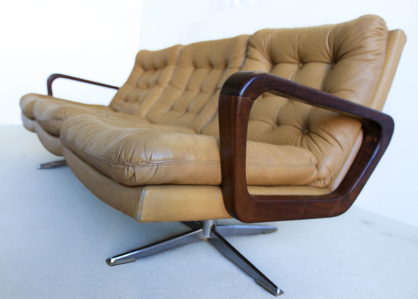 Anglo Dutch Sofa with Footstool in Leather