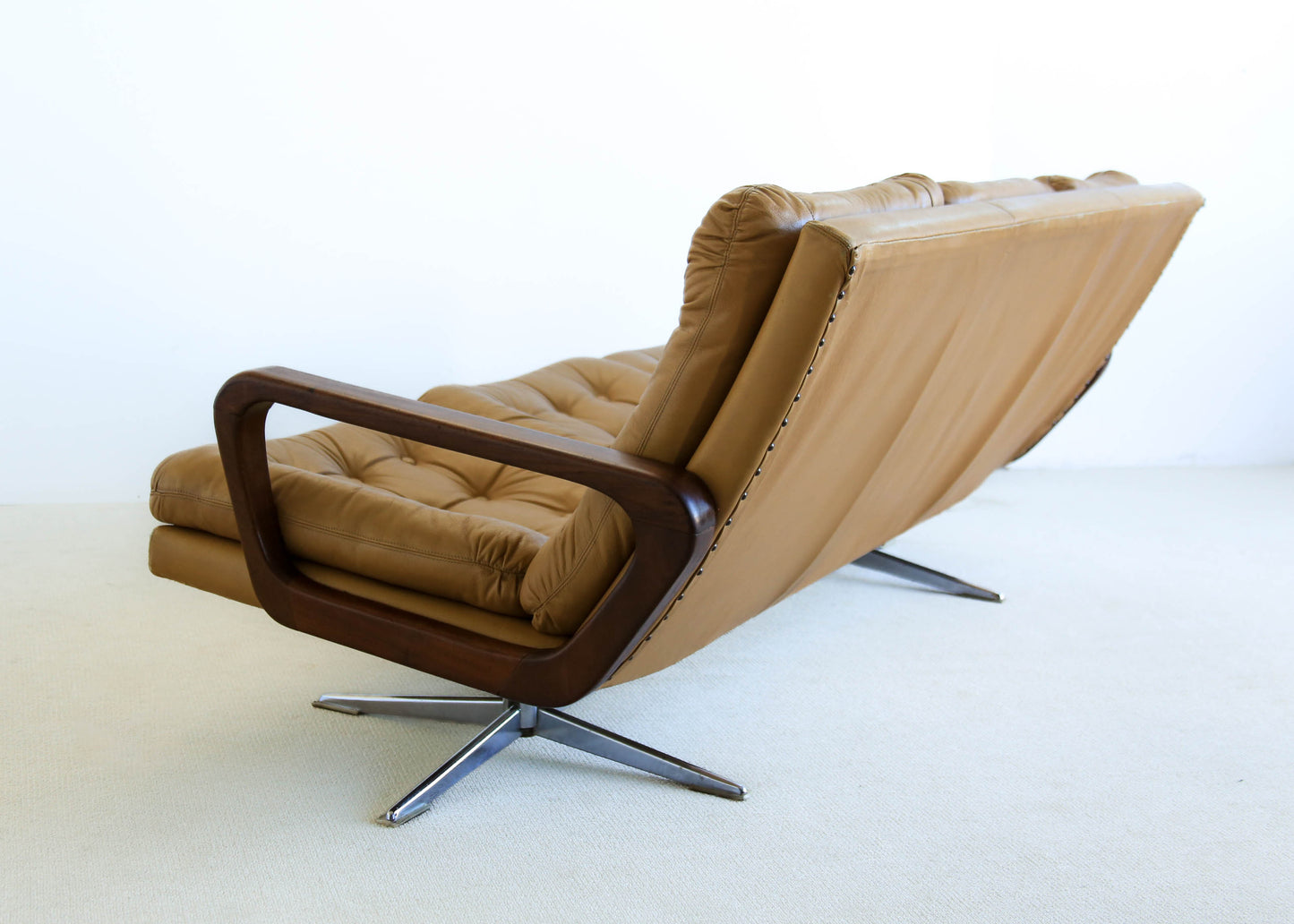 Anglo Dutch Sofa with Footstool in Leather