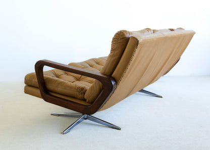 Anglo Dutch Sofa with Footstool in Leather