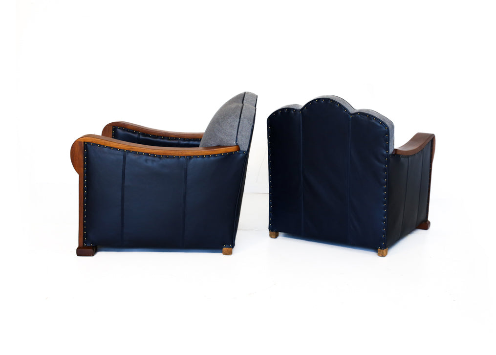 Pair of Gable Back Art Deco Armchairs