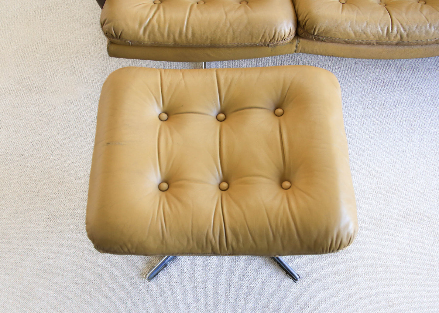 Anglo Dutch Sofa with Footstool in Leather