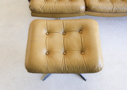 Anglo Dutch Sofa with Footstool in Leather