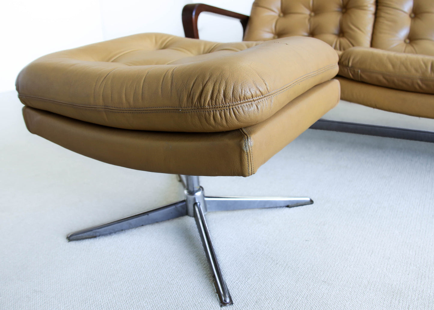 Anglo Dutch Sofa with Footstool in Leather