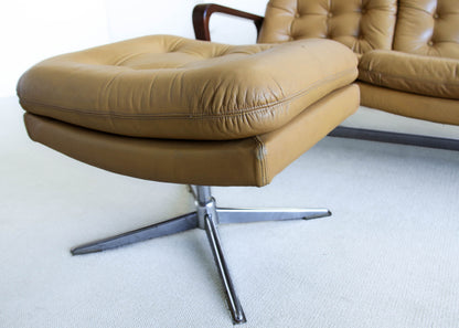 Anglo Dutch Sofa with Footstool in Leather