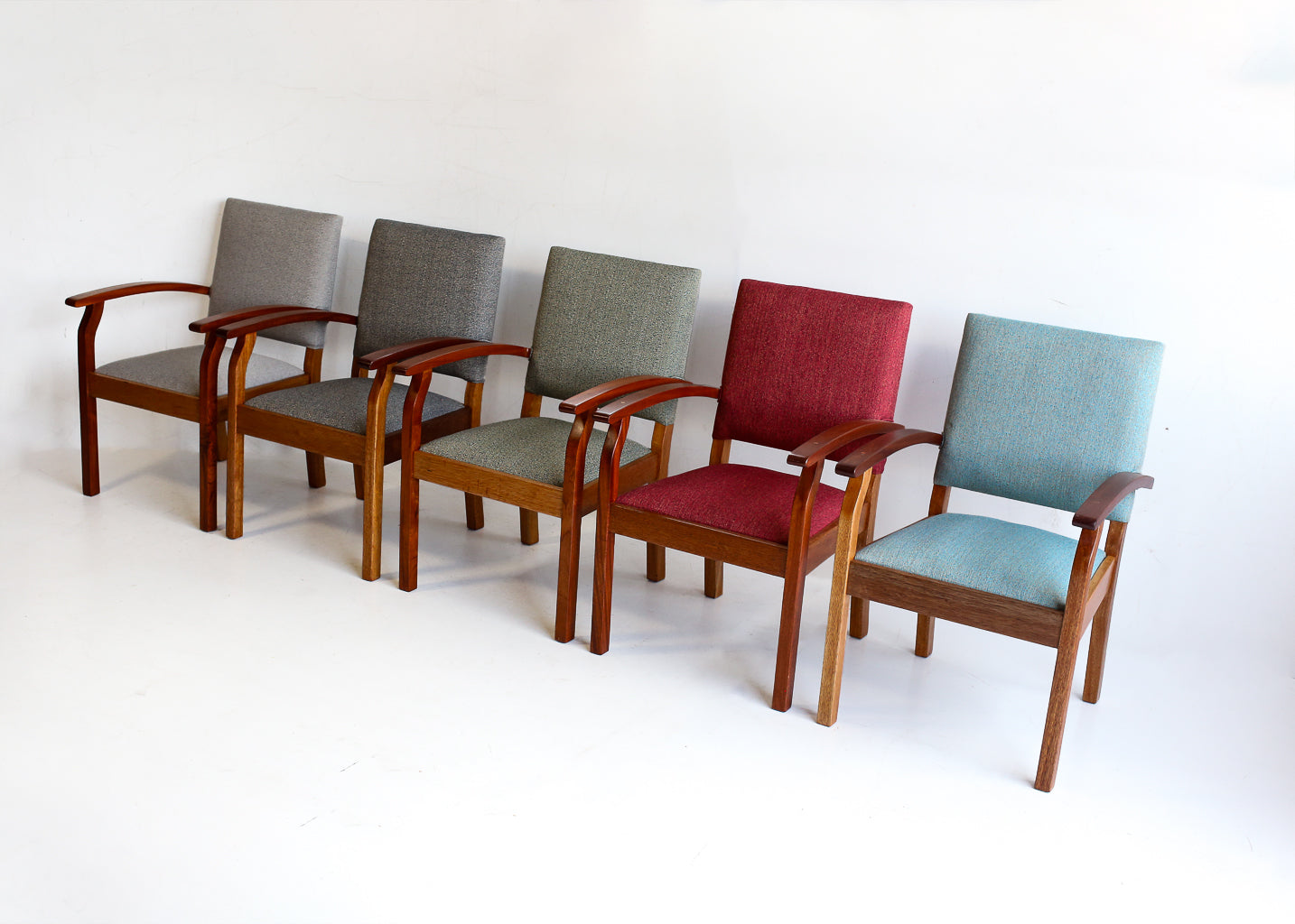 Ten Vintage Waiting Chairs in Five Colours - priced per chair
