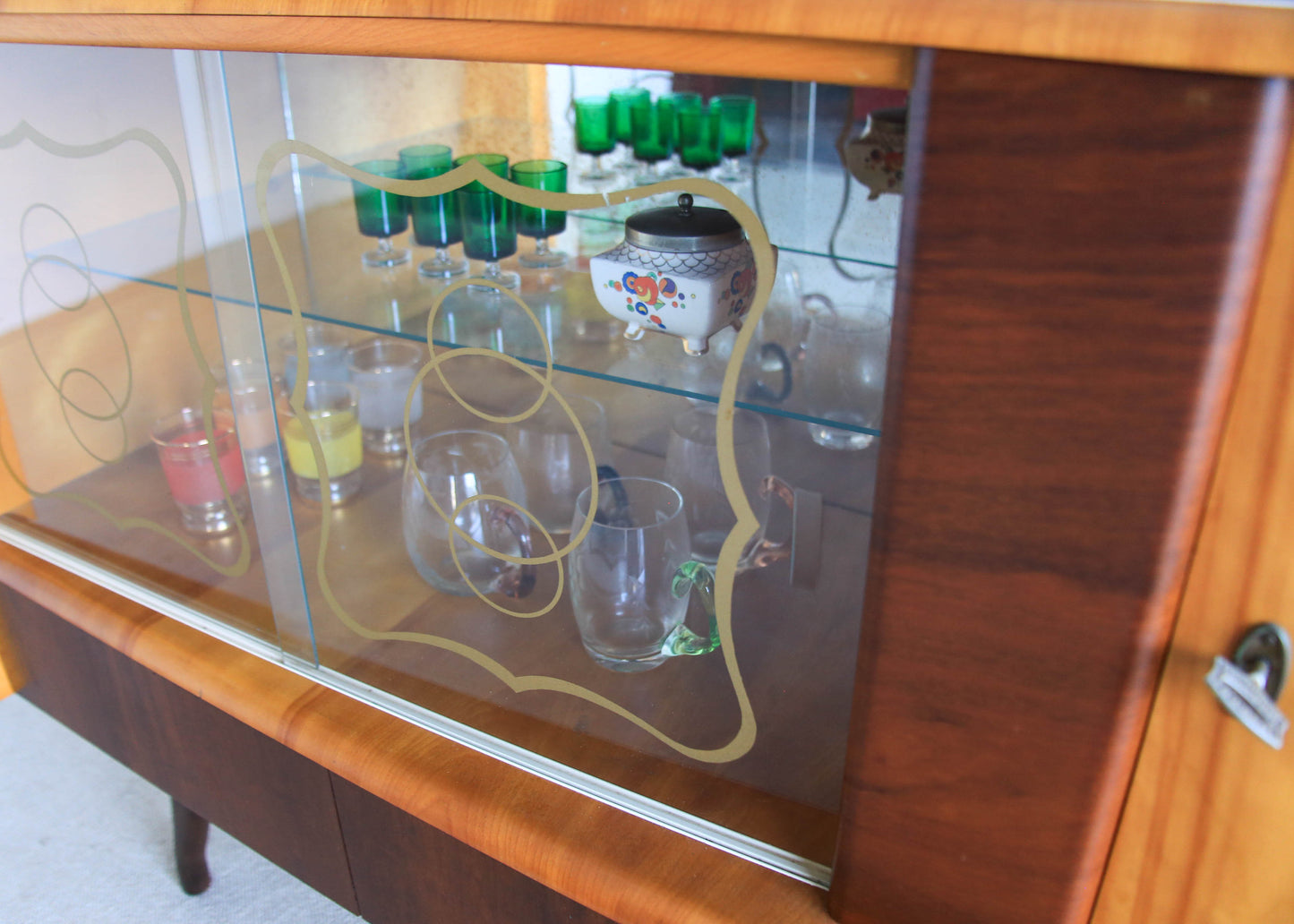 Set of Six Green Liqueur Glasses