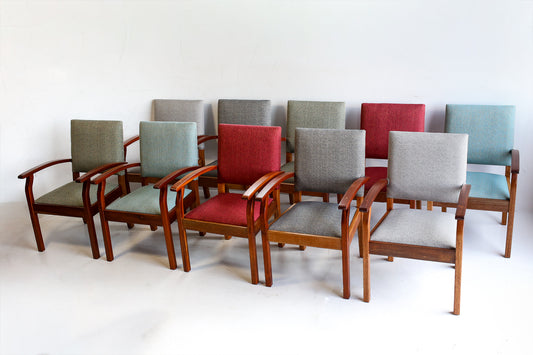 Ten Vintage Waiting Chairs in Five Colours - priced per chair