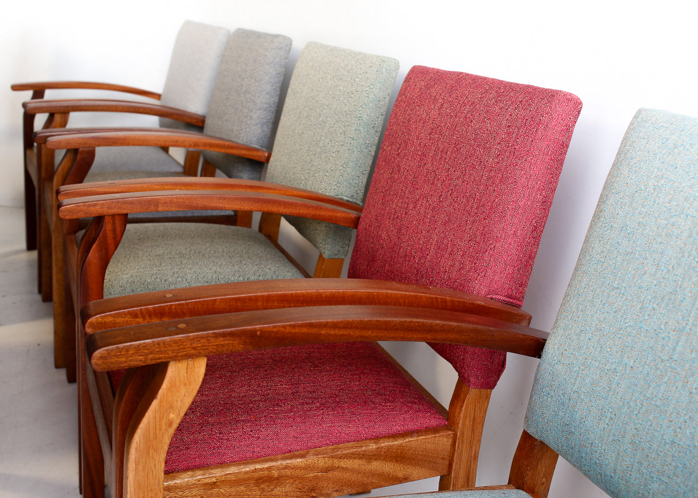Ten Vintage Waiting Chairs in Five Colours - priced per chair