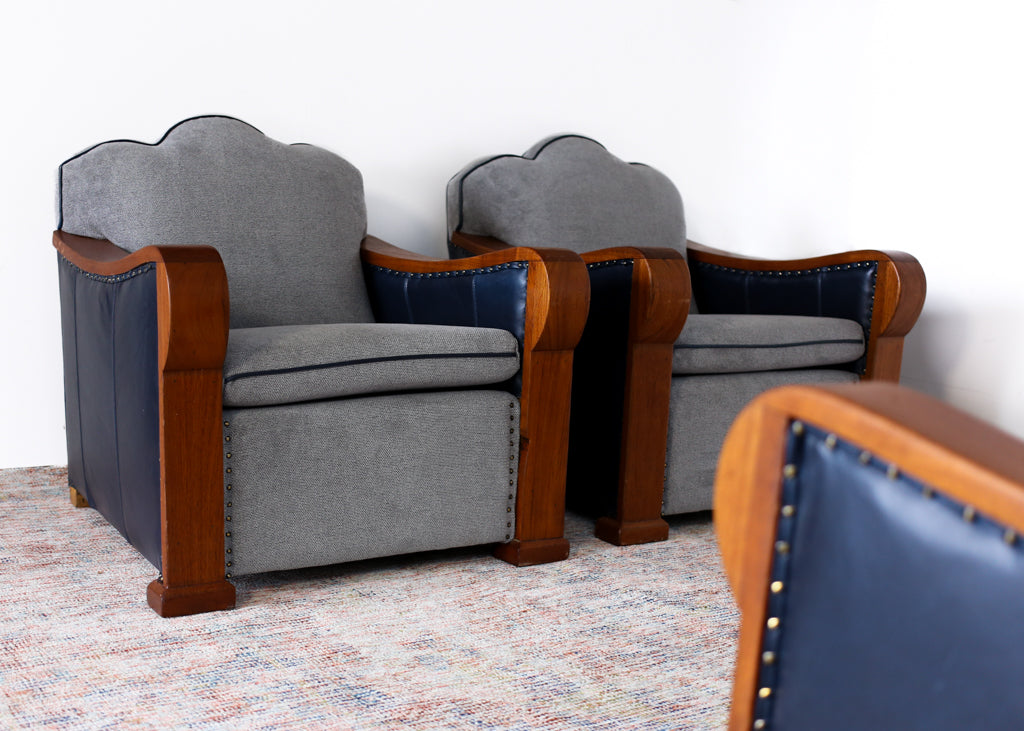 Pair of Gable Back Art Deco Armchairs