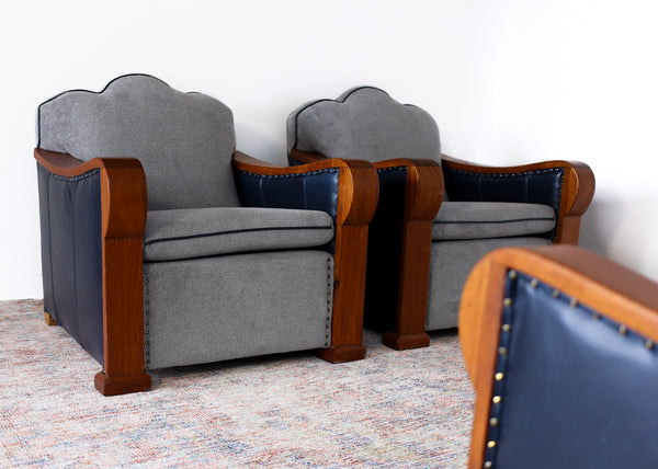 Pair of Gable Back Art Deco Armchairs