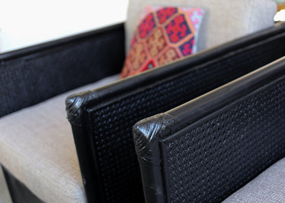 Four Piece Black Cane Patio Set
