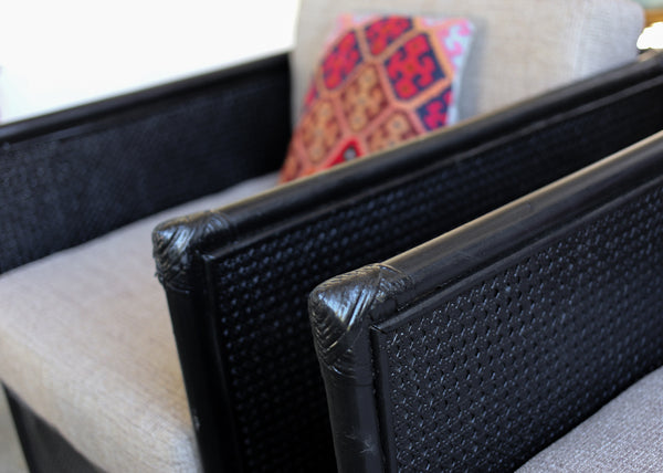 Four Piece Black Cane Patio Set