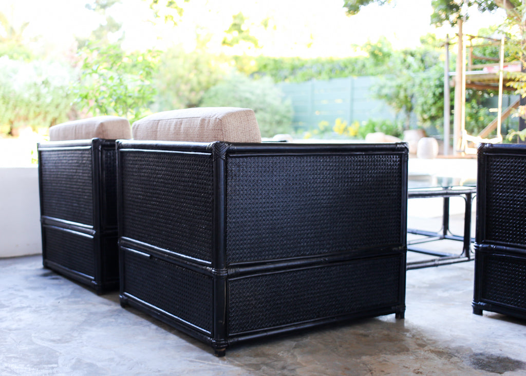 Four Piece Black Cane Patio Set