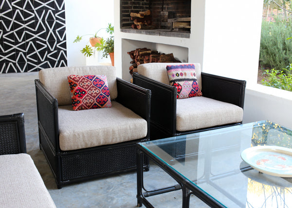 Four Piece Black Cane Patio Set