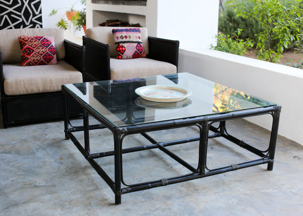 Four Piece Black Cane Patio Set