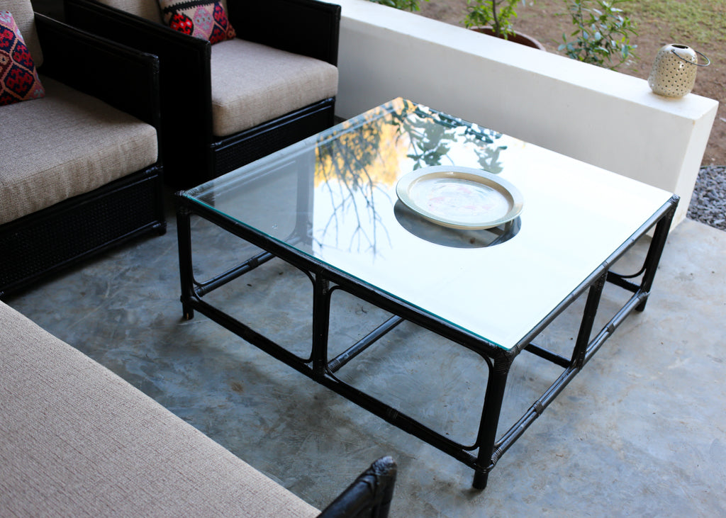 Four Piece Black Cane Patio Set